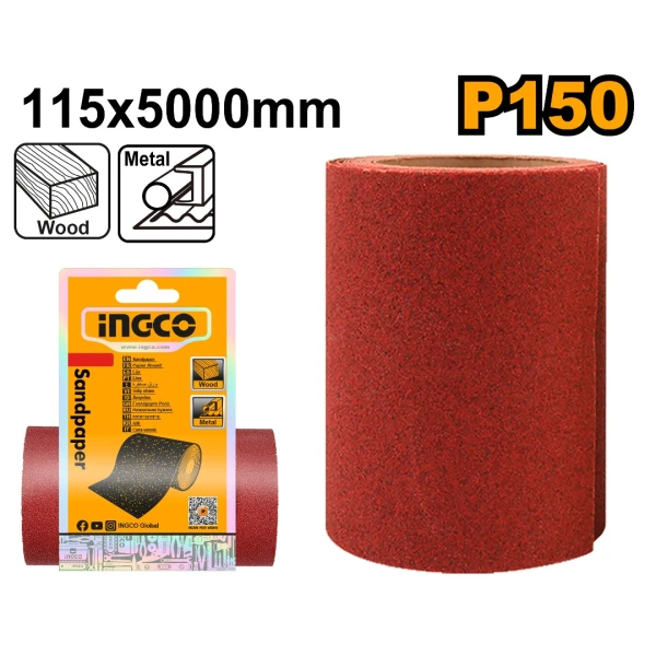 PAPEL DE LIJA 11.5 X 500 CM INGCO GRANO 150 AKHS761504