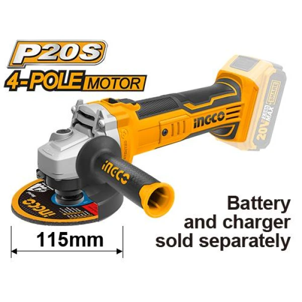 AMOLADORA ANGULAR 4½ INGCO CAGLI1151 A BATERIA 20 VOLT LINEA P20S