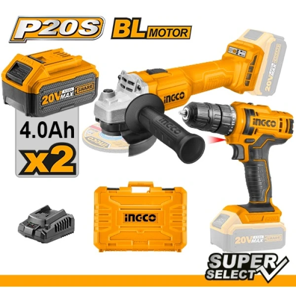 KIT ATORNILLADOR DE IMPACTO 20V + TALADRO ATORNILLADOR 20V INGCO P20S CKLI2016 SUPER SELECT