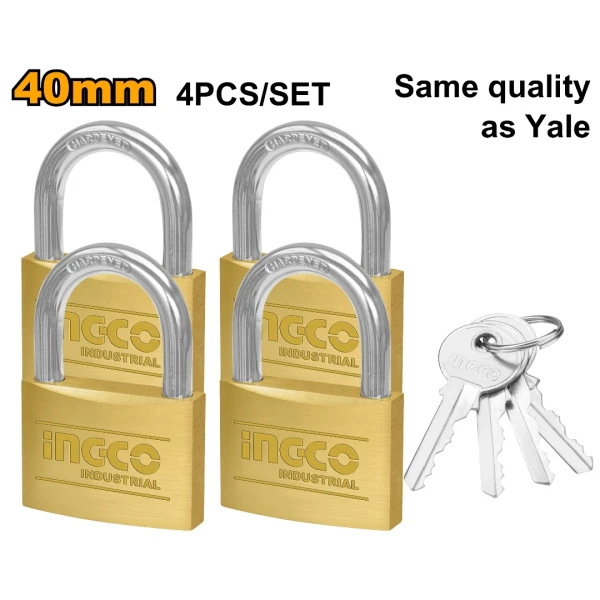 SET X 4 CANDADO BRONCE LLAVES IGUALES 40MM INGCO DBPLK4402