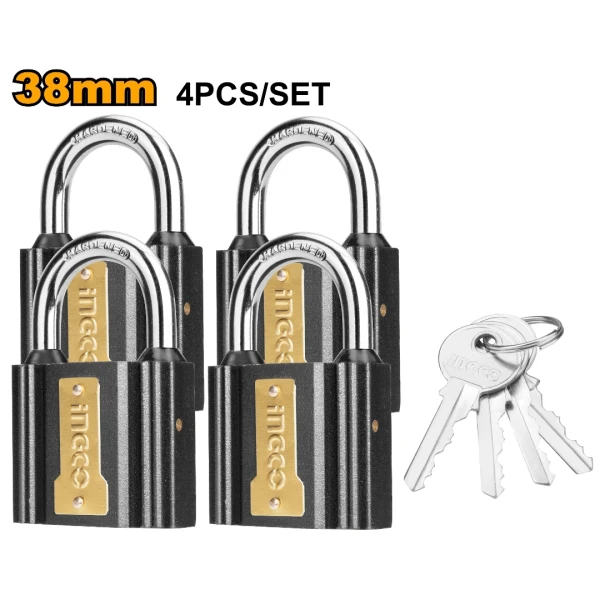 SET X 4 CANDADO LLAVES IGUALES 38MM INGCO DIPLK4382