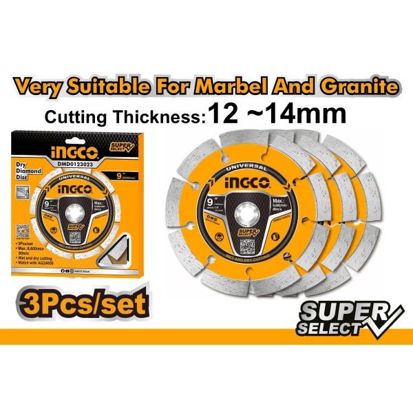 SET X 3 DISCOS 9" 230MM P AMOLADORA INGCO DMD0123023