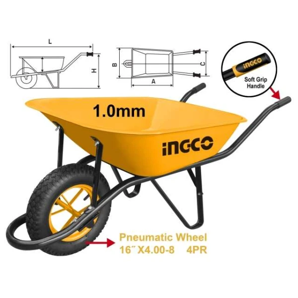 CARRETILLA 130KG RUEDA NEUMATICA INGCO HHWB64008