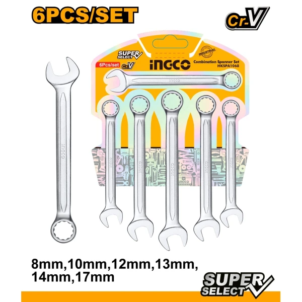 JUEGO DE 6 LLAVES COMBINADAS INGCO HKSPA1068 SUPER SELECT