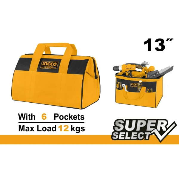 BOLSO SUPER SELECT 13" CON 6 BOLSILLOS INGCO HTBG281328