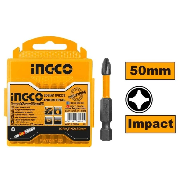 SET PUNTAS IMPACTO PH2 50MM 10PCS INGCO SDBIM11PH223