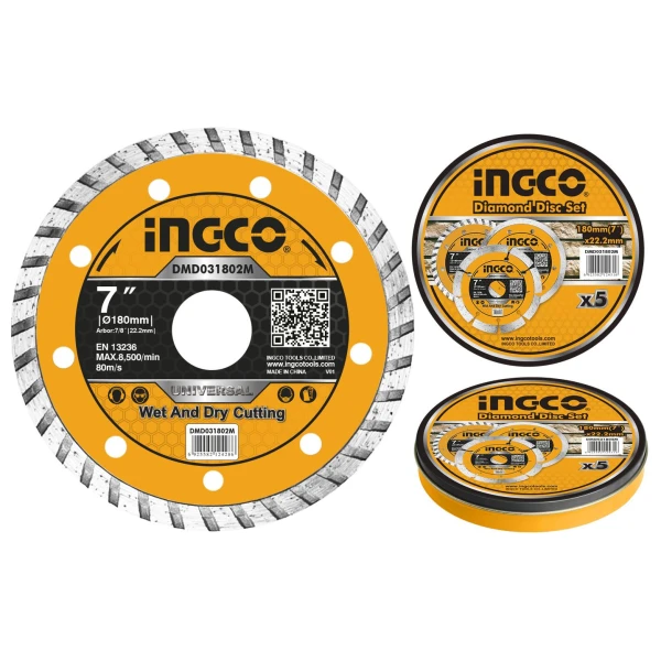DISCO TURBO LATA X5 PCS 7" X 22.2MM INGCO DMD031802M