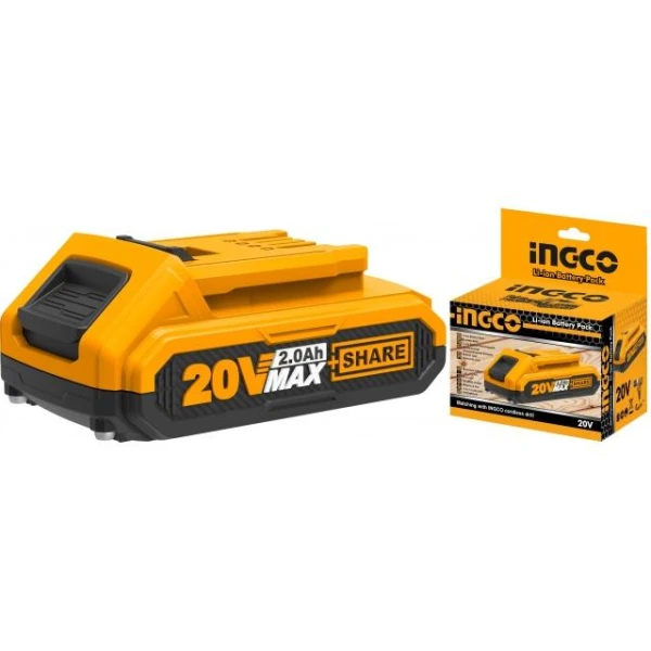 BATERIA LITIO 2.0 AH 20V VOLT INGCO PARA LINEA MULTIPLE HERRAMIENTAS FBLI20011