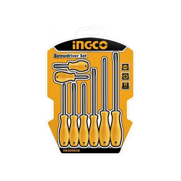 JUEGO 8PCS (ECO) AMARILLO DESTORNILLADORES INGCO HKSD0858
