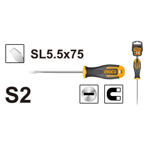 DESTORNILLADOR PALETA 5.5 X 75MM IMANTADO INGCO HS685075