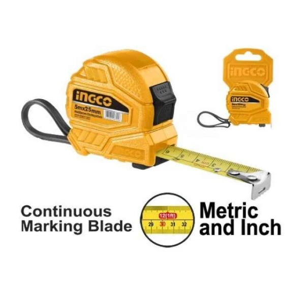 CINTA METRICA 5MT X 25MM PULGADAS/MILIMETROS HSMT26525 INGCO