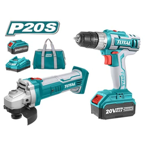 Combo taladro inalámbrico + amoladora + 2 baterías Litio 20V