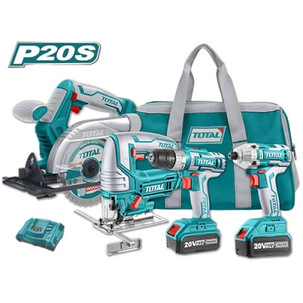 Kit 4 Piezas Bateria Litio 20 V Atornillador,Caladora,Llave