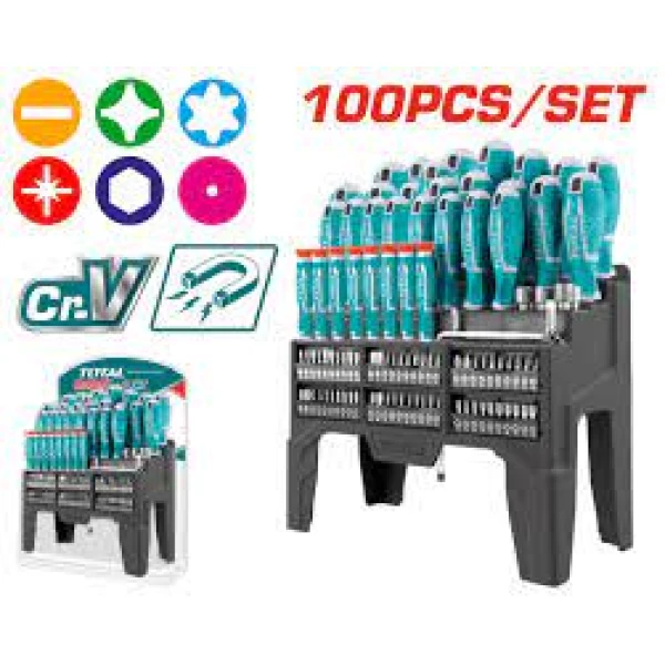SET DE 100 PIEZAS DESTORNILLADOR TOTAL