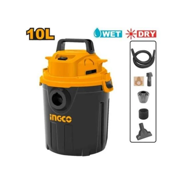 ASPIRADORA 10LT SECO HUMEDO TANQUE PLASTICO INGCO VC10101
