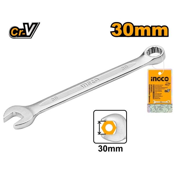 LLAVE COMBINADA BOCA Y ESTRIADA 30 MM CR-V INGCO HCSPA301