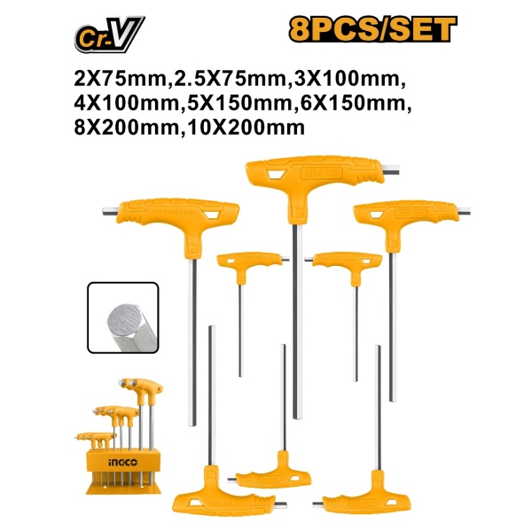 SET X 8 LLAVE ALLEN HEX CON MANGO INGCO HHKT80818