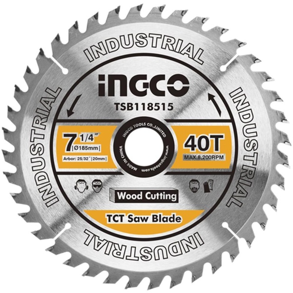 DISCO MADERA 7 1/4 P SIERRA CIRCULAR INGCO 40 D B/ 20 MM C RED A 16MM TSB118515 P/CS18528